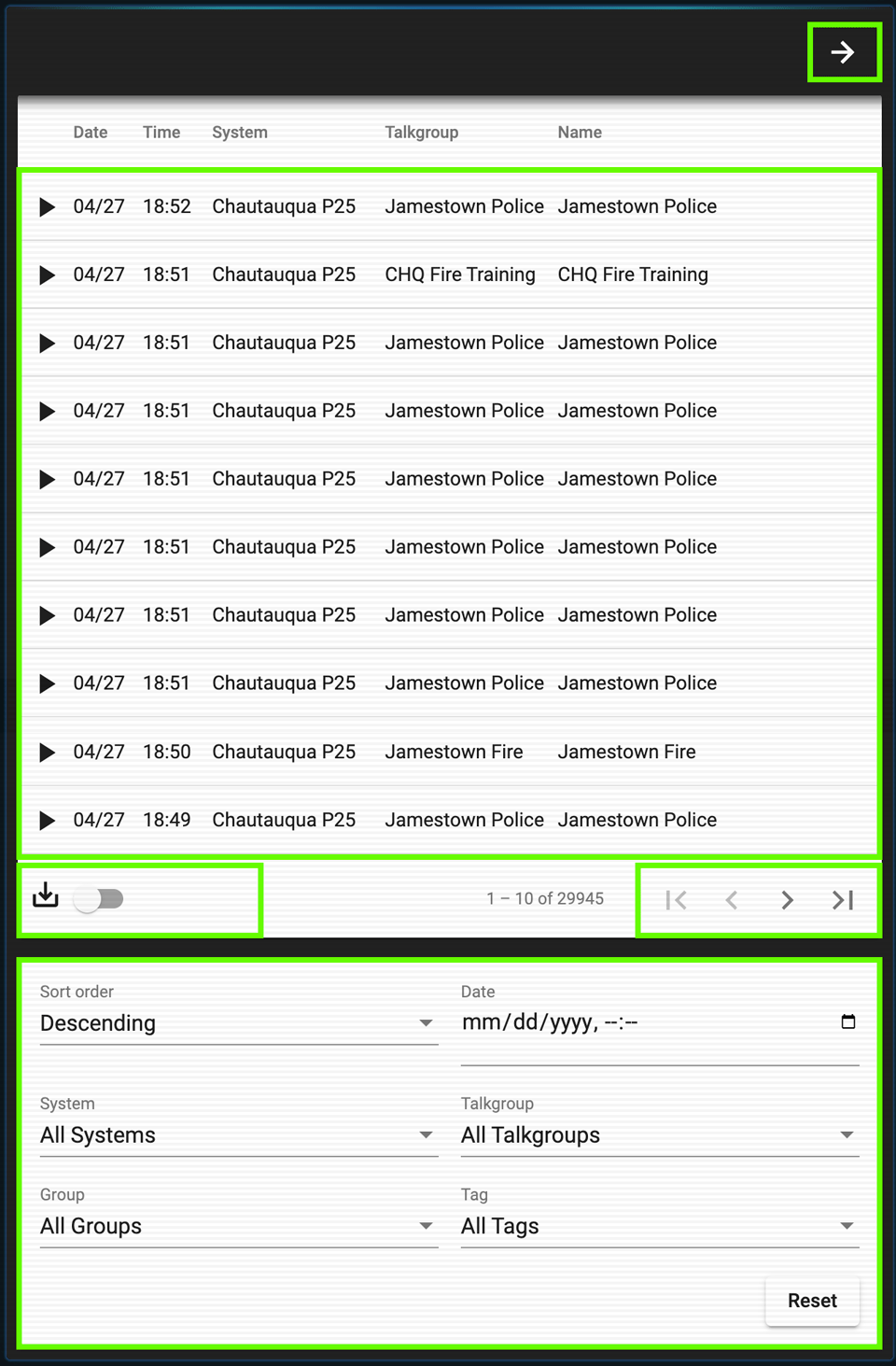 Rdio Scanner – Chautauqua Public Safety interface